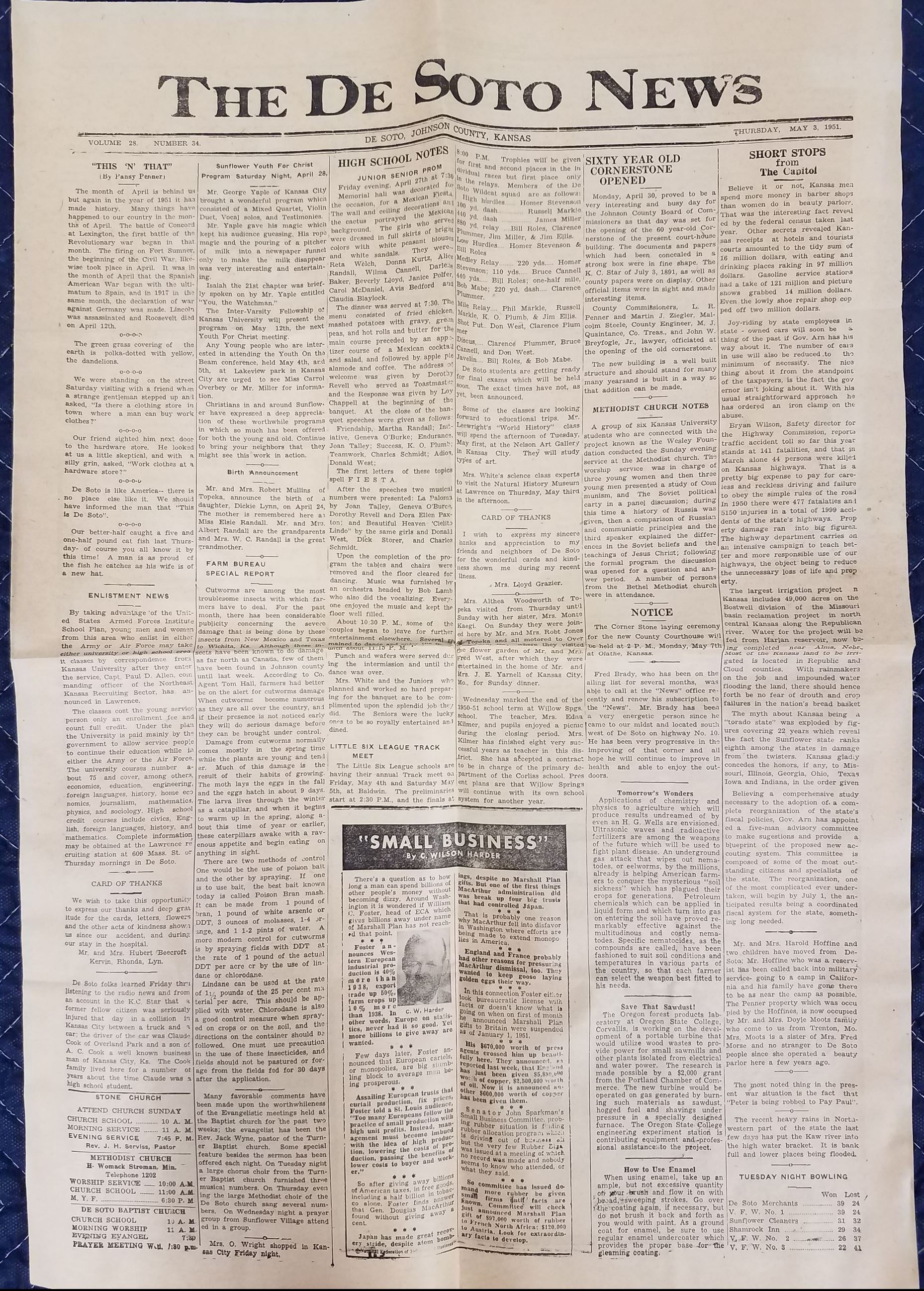 Time Capsule - De Soto Newspaper