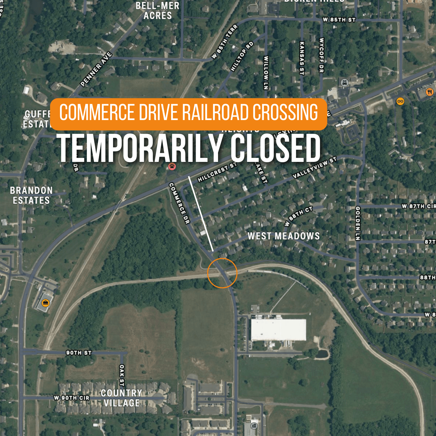 Commerce Drive Railroad Crossing Closed