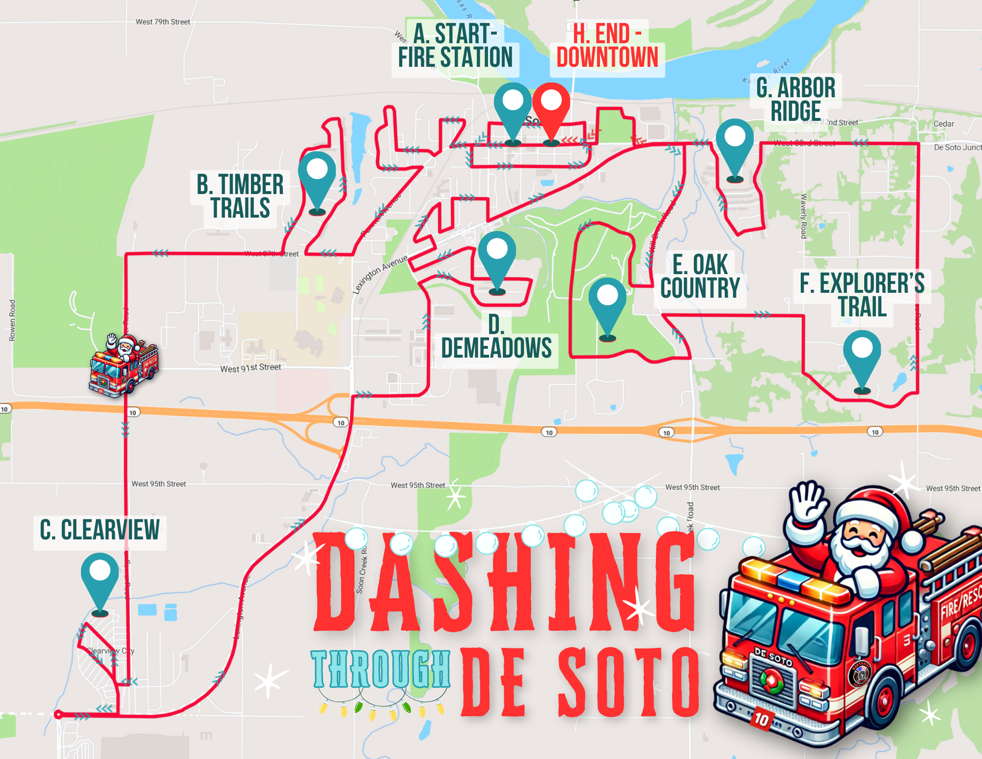 Dashing Through De Soto Map