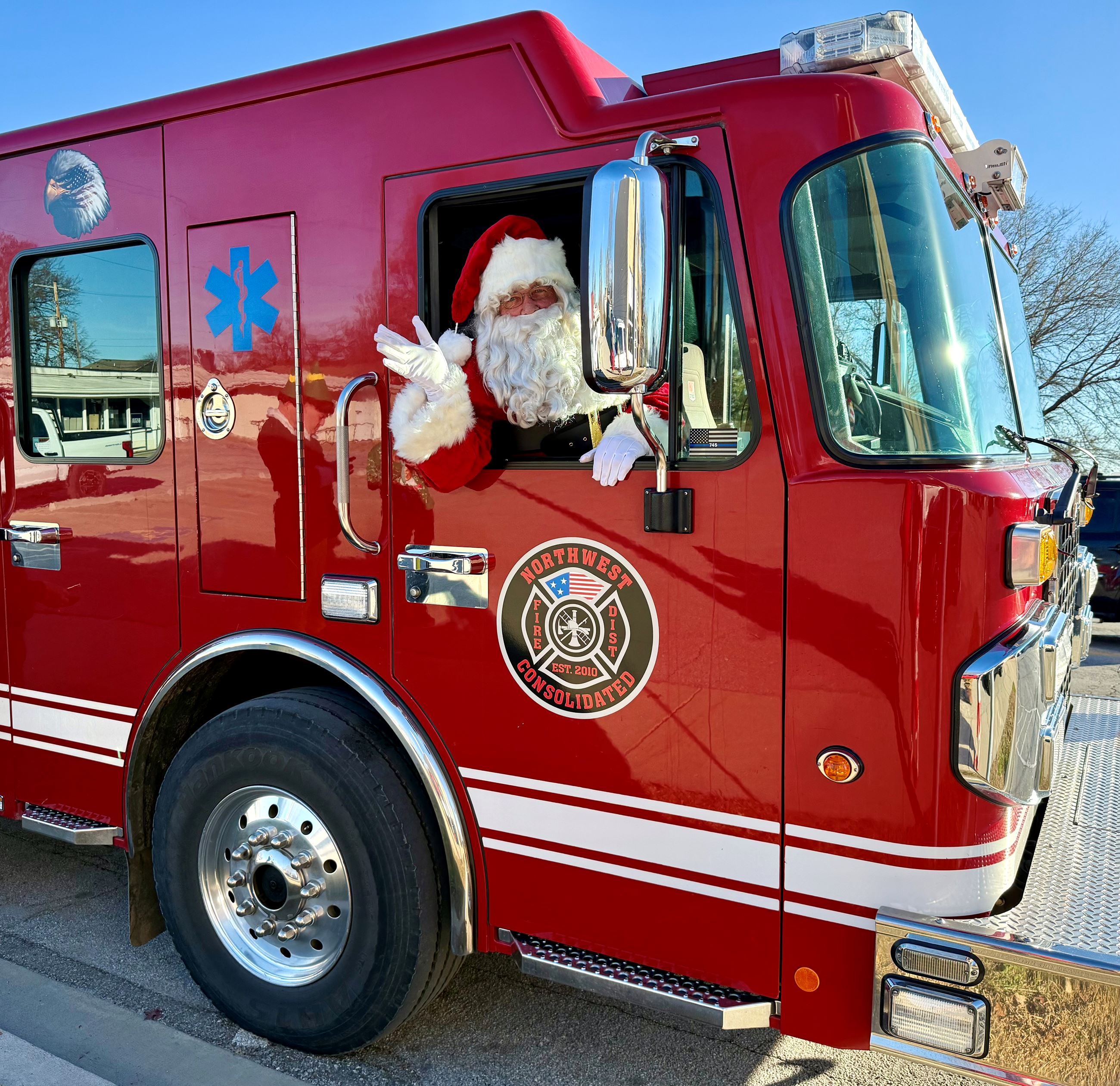 Santa on a fire truck