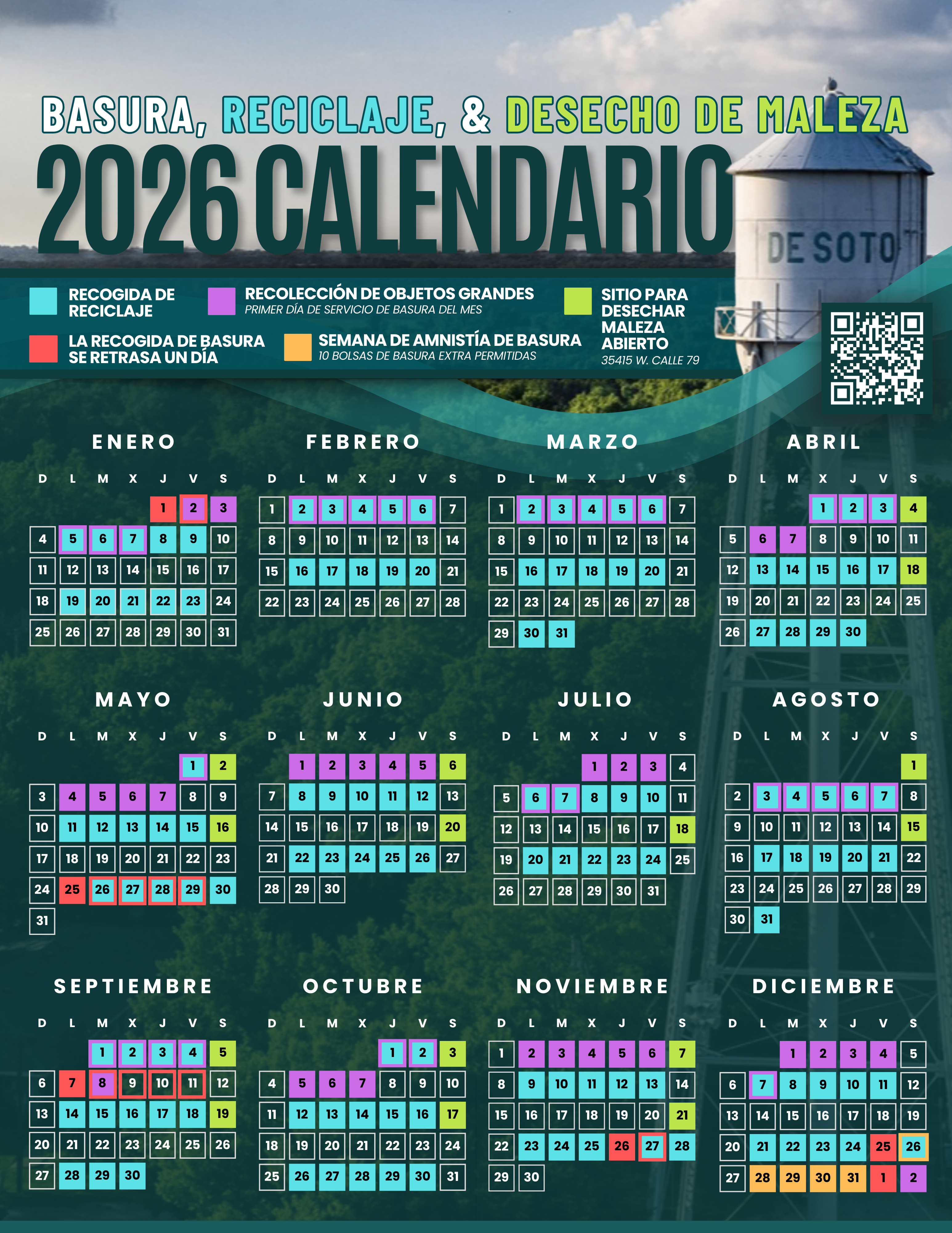 2026 Calendario Recoleccion de Basura