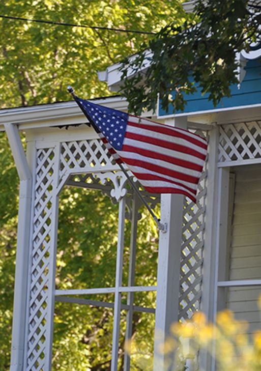 American flag on a house