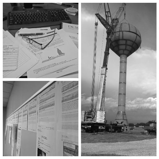 Construction site with charts