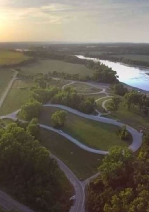Aerial photo of park and river